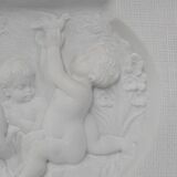 French Carrara marble fire place with Adam and Eve decoration