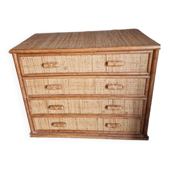 Woven rattan chest of drawers