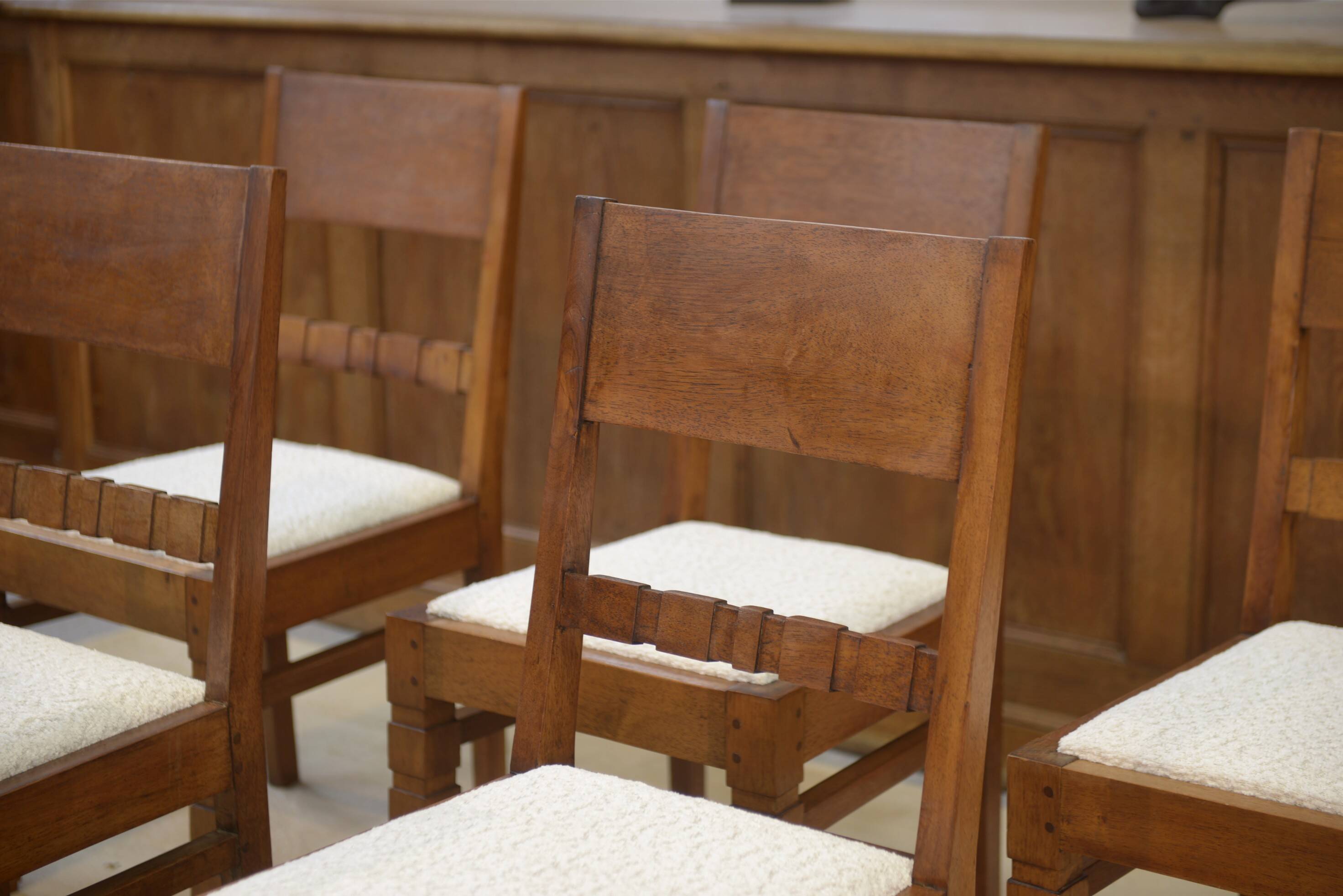 Ensemble de 6 chaises brutalistes 1960’s