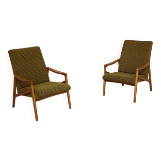 Paire de fauteuils vert clair nuancé Jiri Jiroutek pour Interier Praha 1960