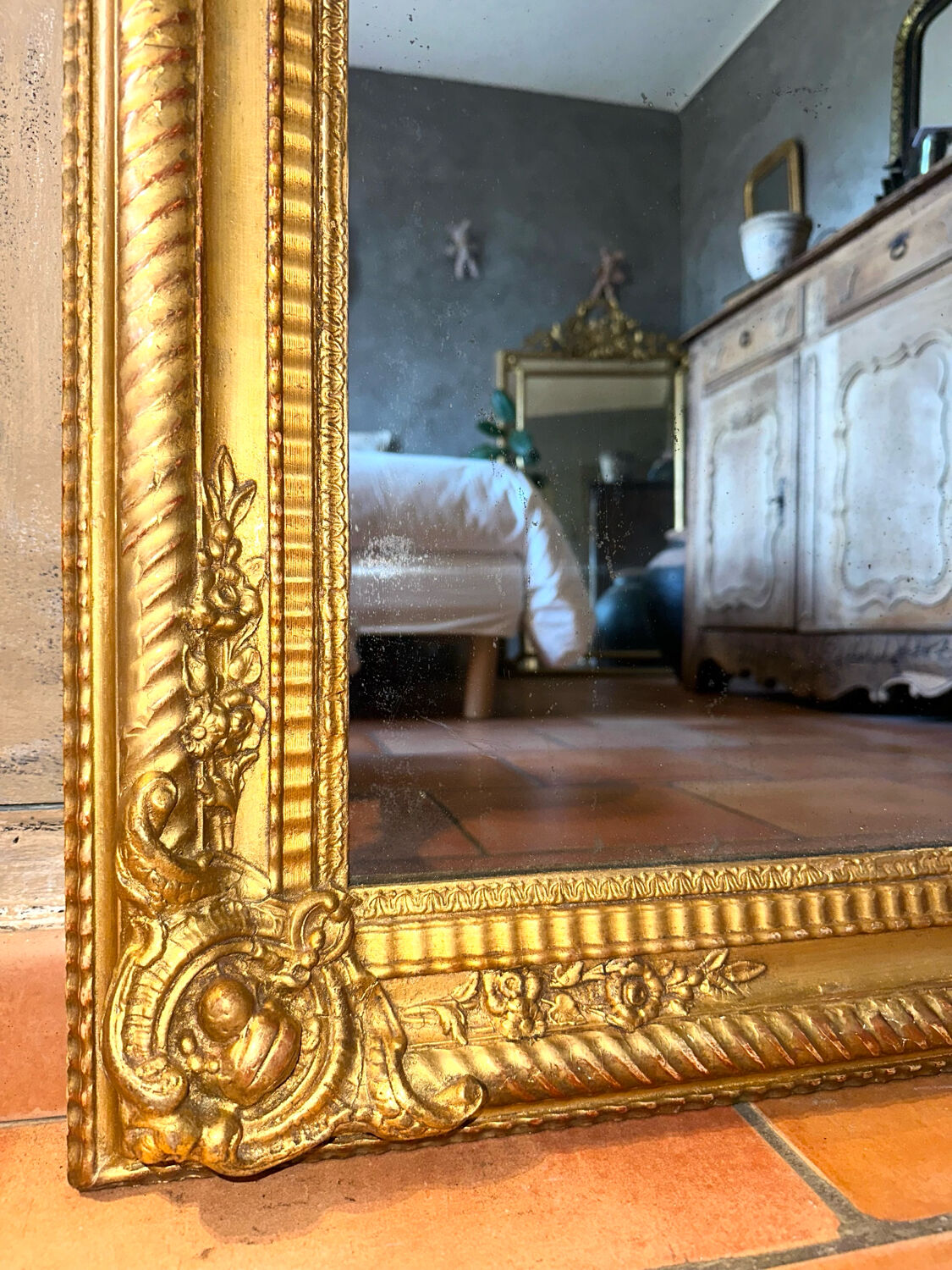 Miroir ancien doré époque début XIXème