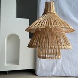 Rattan pendant lamp or light in the shape of an Asian lantern