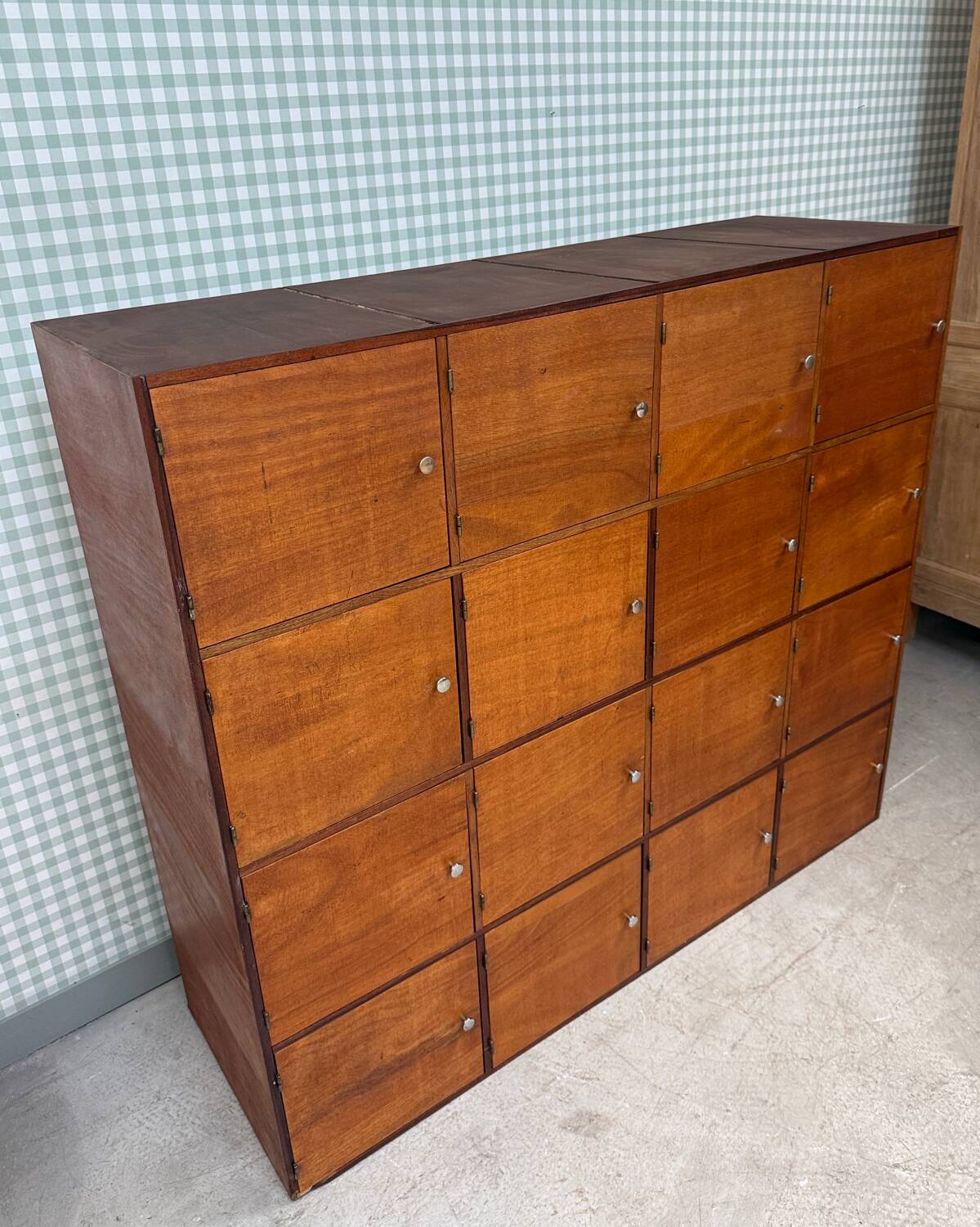 Large vintage wooden locker cabinet