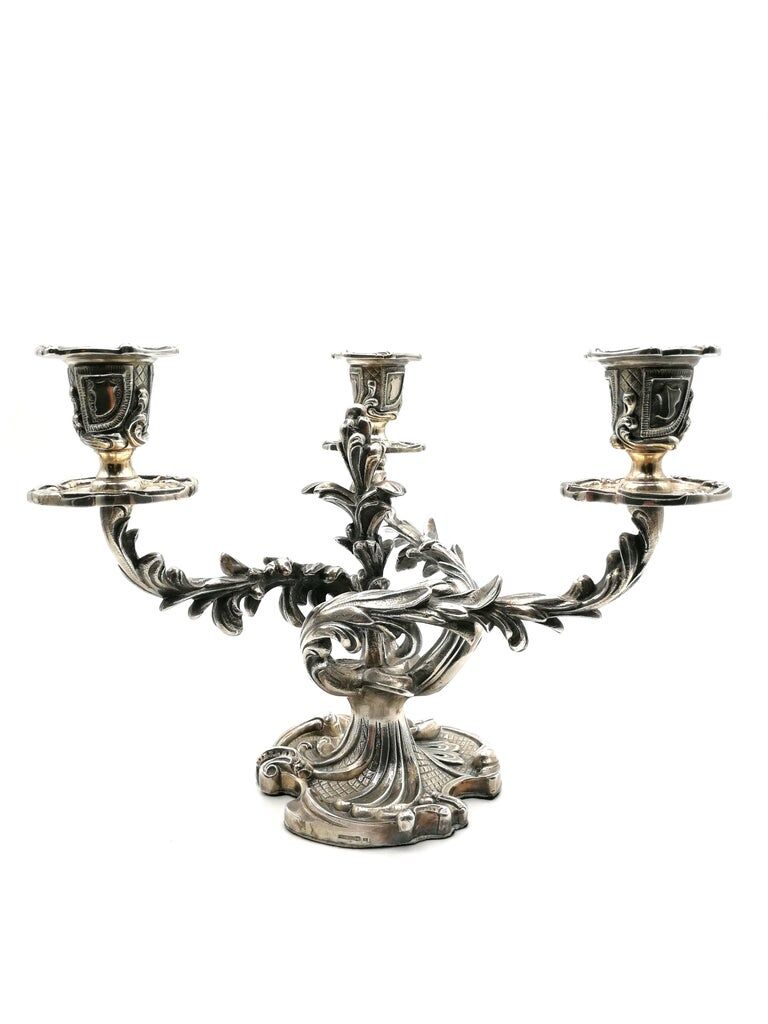 Wiskeman, pair of rococo chandelier, silver metal