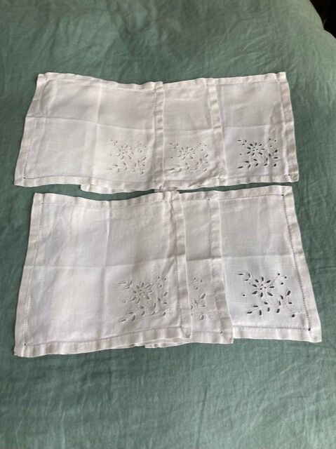 Embroidered tea tablecloth and towels