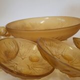 Centerpiece with 12 cups, opalescent glass, Sabino France 1930