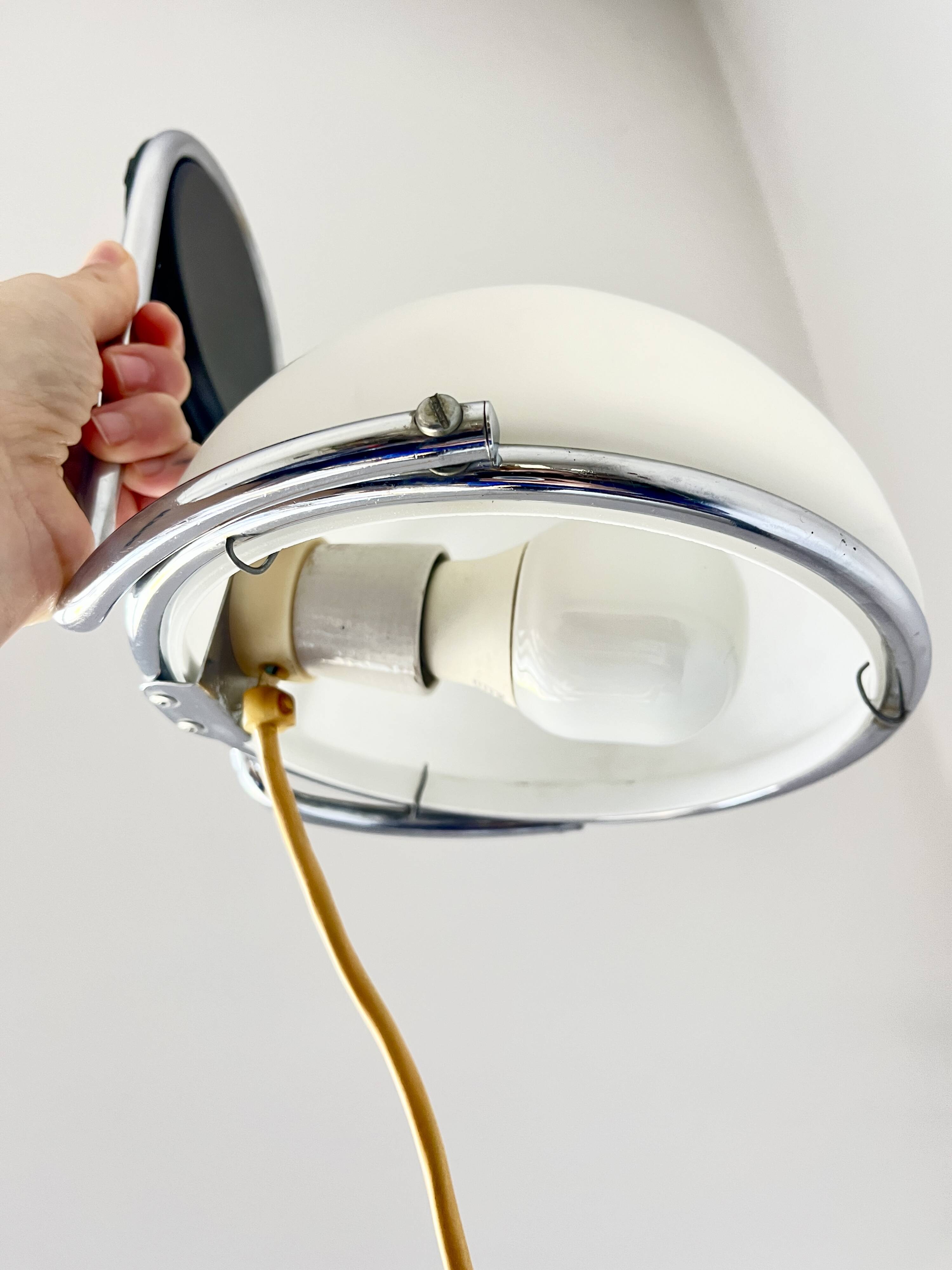 Vintage Space Age Wall Lamp Adjustable Chrome Glass, Italy, 1970s