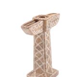 Moroccan candle holder in beige stone, 1970s