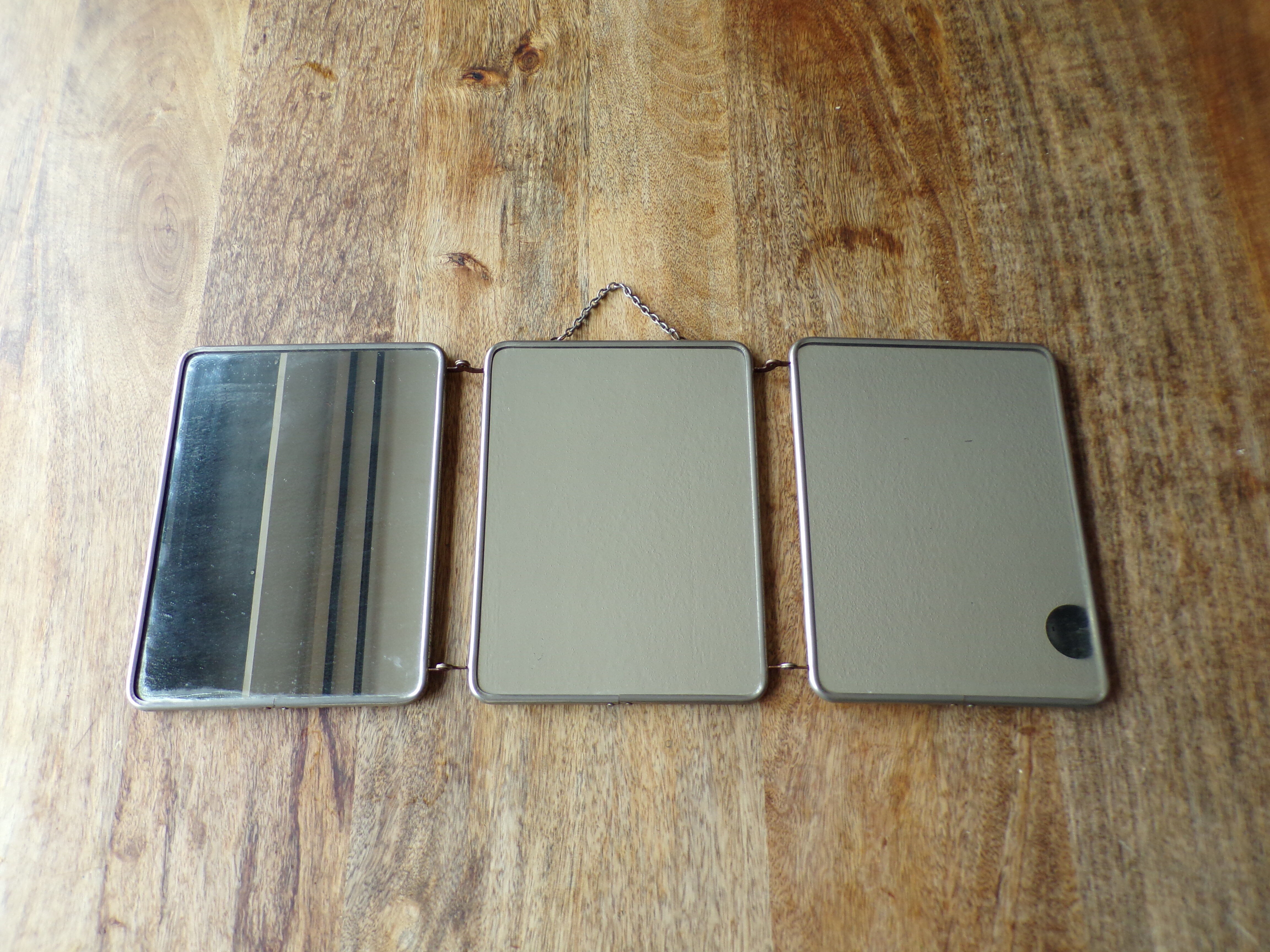 Vintage triptych barber mirror 24X58cm