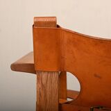 Børge Mogensen Spanish Chair in Cognac Leather and Oak for Fredericia, 1967