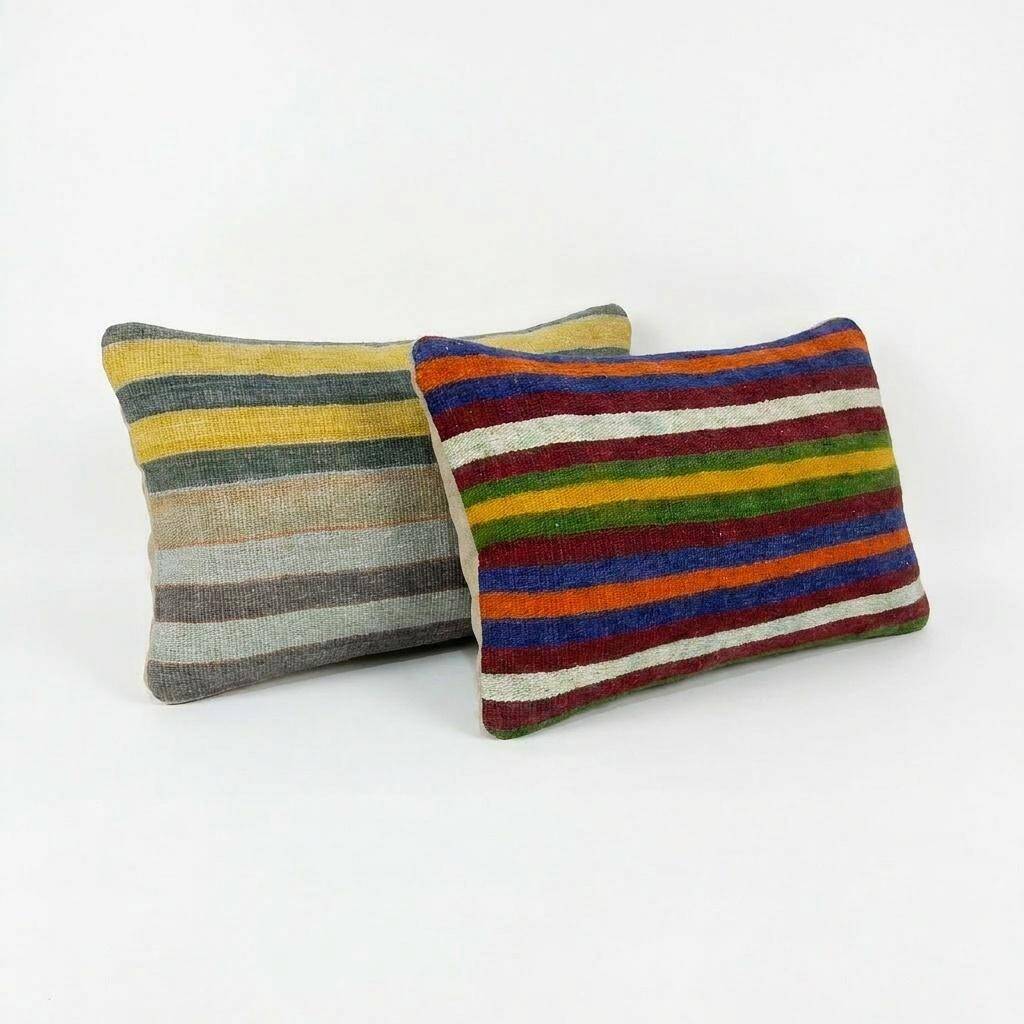 Set of 2 vintage kilim cushion covers 41x61 cm