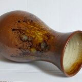 High potter's vase with flared neck with tachist enamel