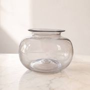 Round vase in Greco-Roman style in smoked glass