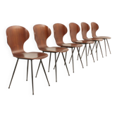 Six plywood chairs by Carlo Ratti, Italy, 1950s.
