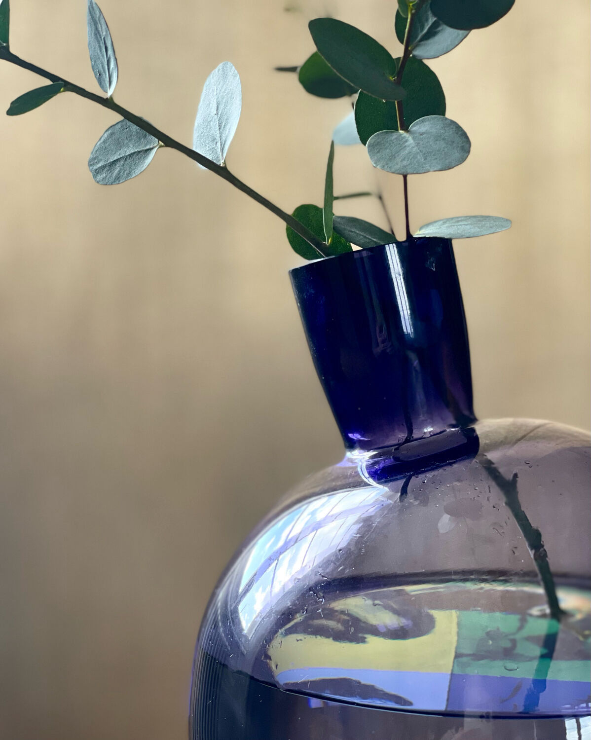 Purple vase inclined