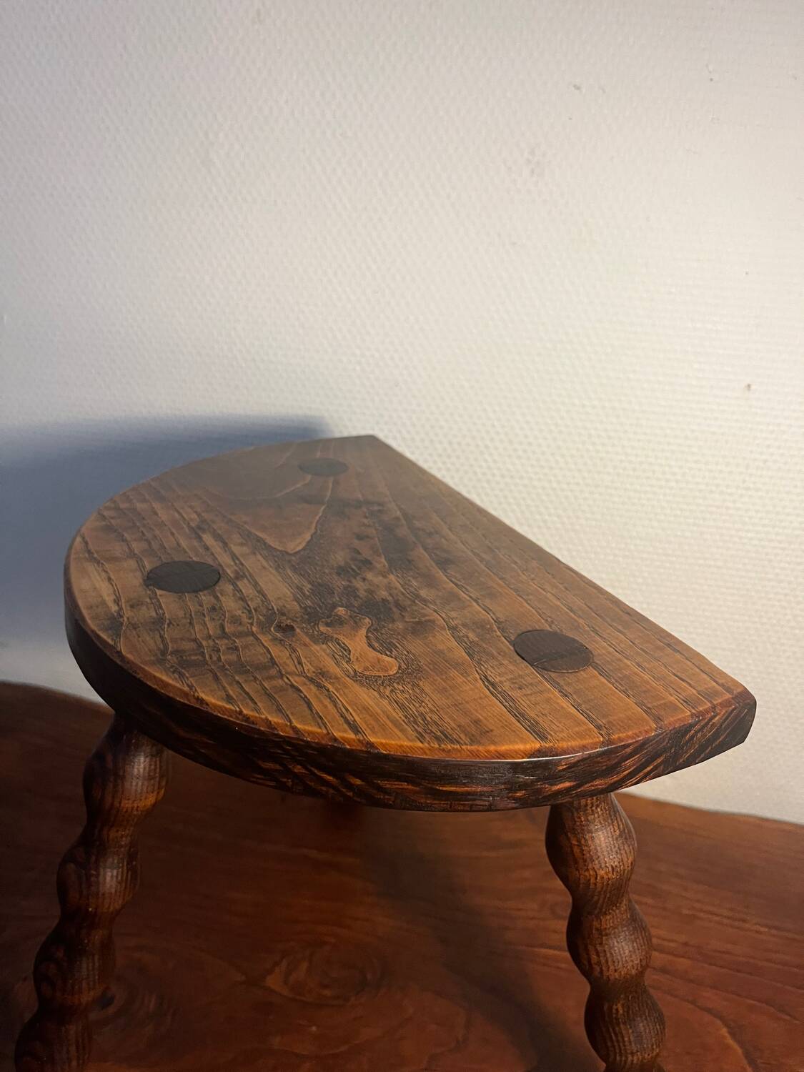 1950s turned wooden tripod stool