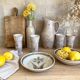 Speckled stoneware orangeade service signed FARAH (Vallauris, 19th century)