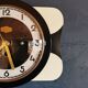 Vintage formica clock rectangular silent wall pendulum "Carrez black white"