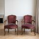 Pair of Louis XV armchairs in wood and pink velvet