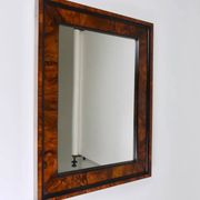 Square Biedermeier Antique 19th Century Walnut Wall Mirror, Vienna, 1850s