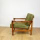 Wooden armchair designed by Z. Baczyk, vintage, olive green velvet