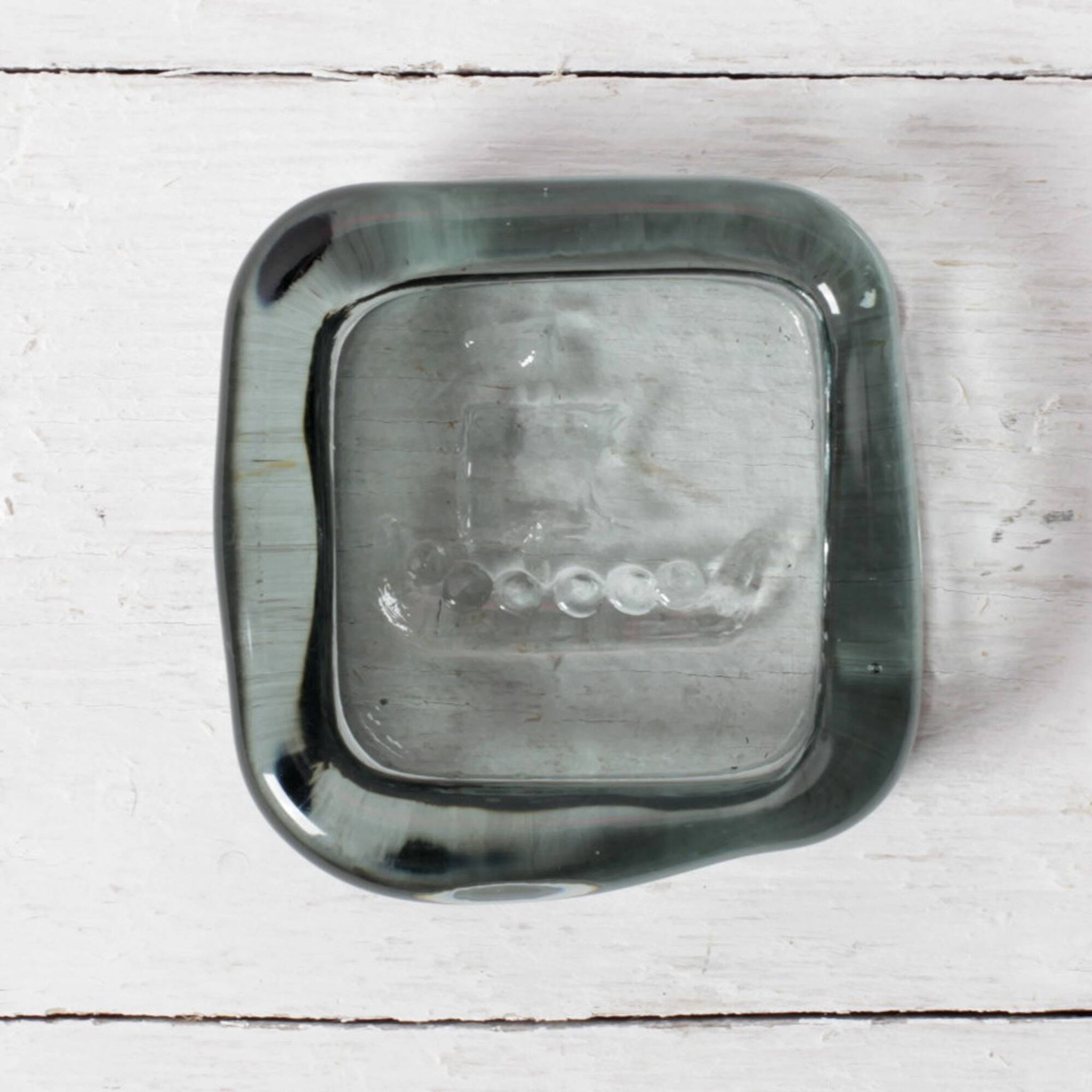 Pressed Glass Small Grey Trinket Plate / Viking Ship by Richard Duborgh