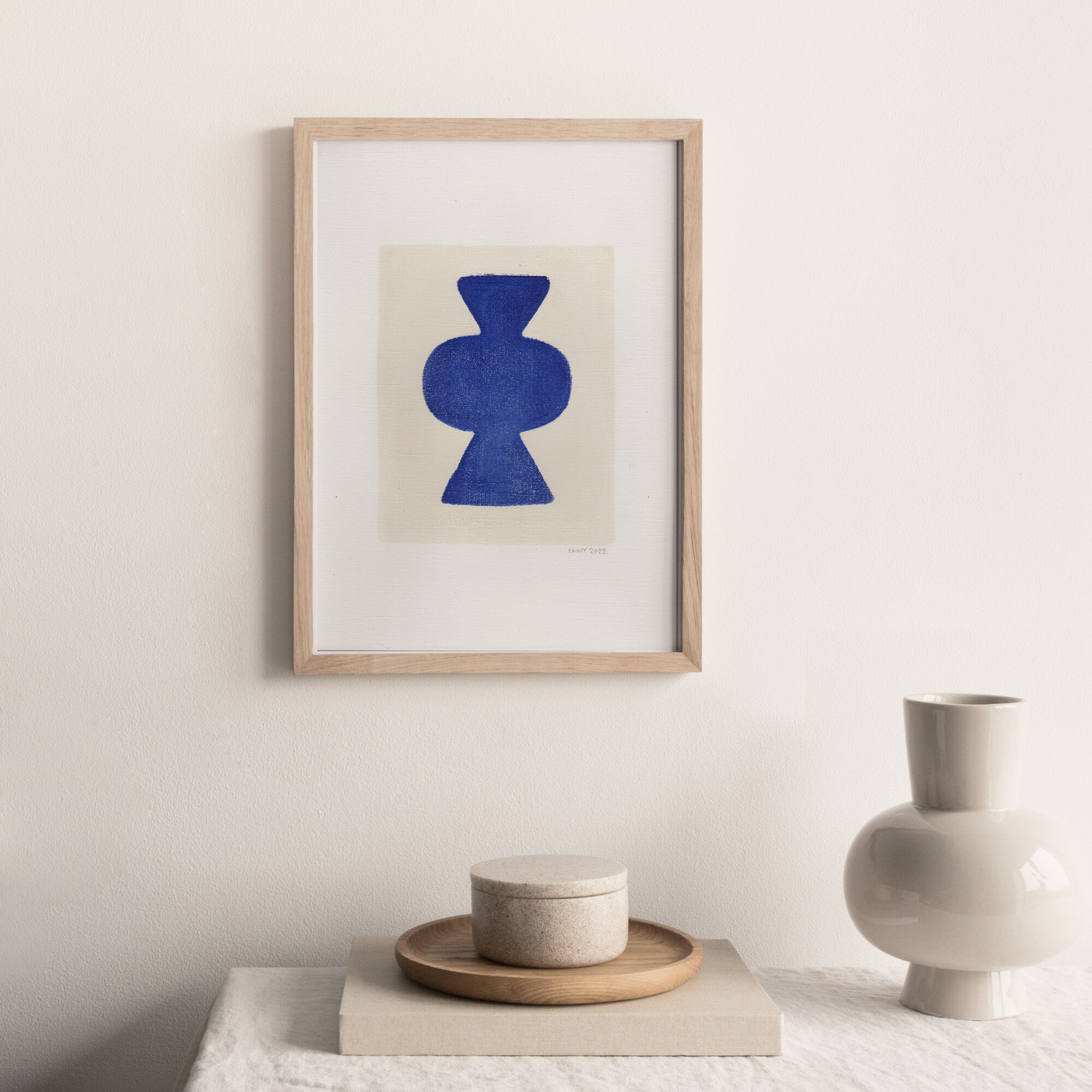 Abstract illustration M706 Klein blue signed eawy