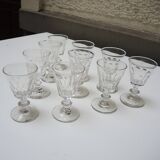 10 anciens verres à pied en cristal de style caton h10 cm