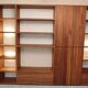 HÜLSTA MEGA-DESIGN Library 379cm - 5 columns Walnut & White Lacquer + contactless neon lighting