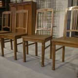 Set of 6 Art Deco oak cane chairs from the 1930s