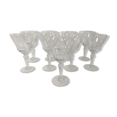 Set of 10 engraved vintage glasses