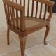 2 Colonial armchairs in natural solid wood with cane seats