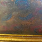 Animal painting cat minouche in gouache signed morris 1934 wooden frame