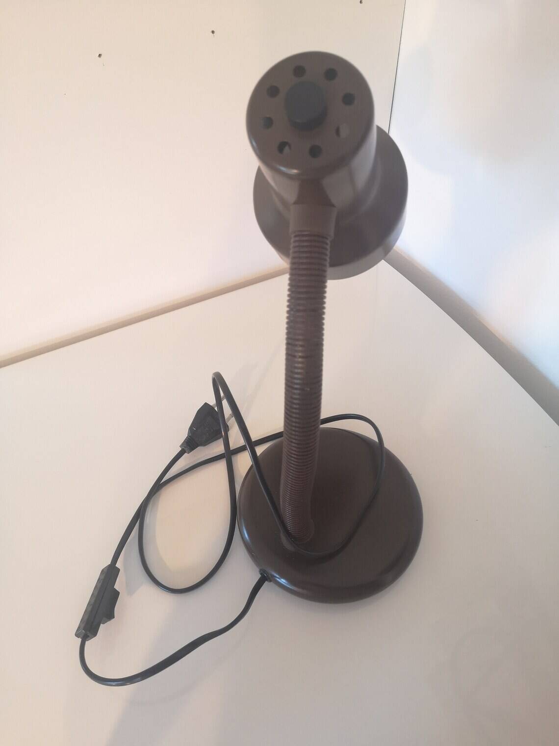Vintage Brown Metal Desk Lamp Mid-Century Modern Flexible Table Light
