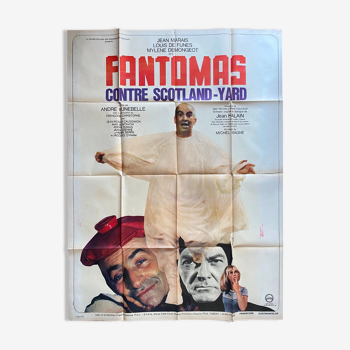 Affiche "Fantomas contre Scotland Yard" Jean Marais, Louis de Funes 120x160cm