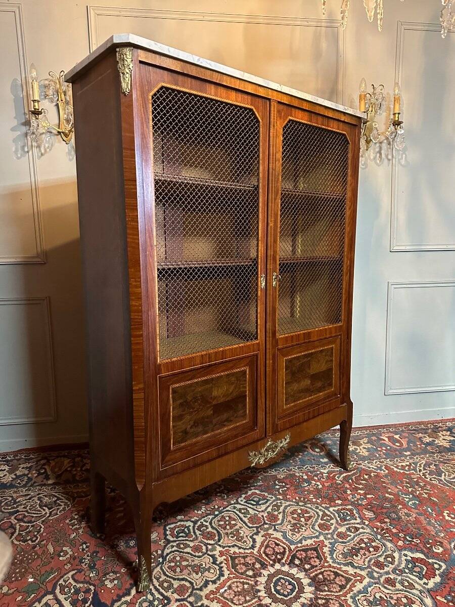 Louis XV - Louis XVI Transition Style Marquetry Bookcase
