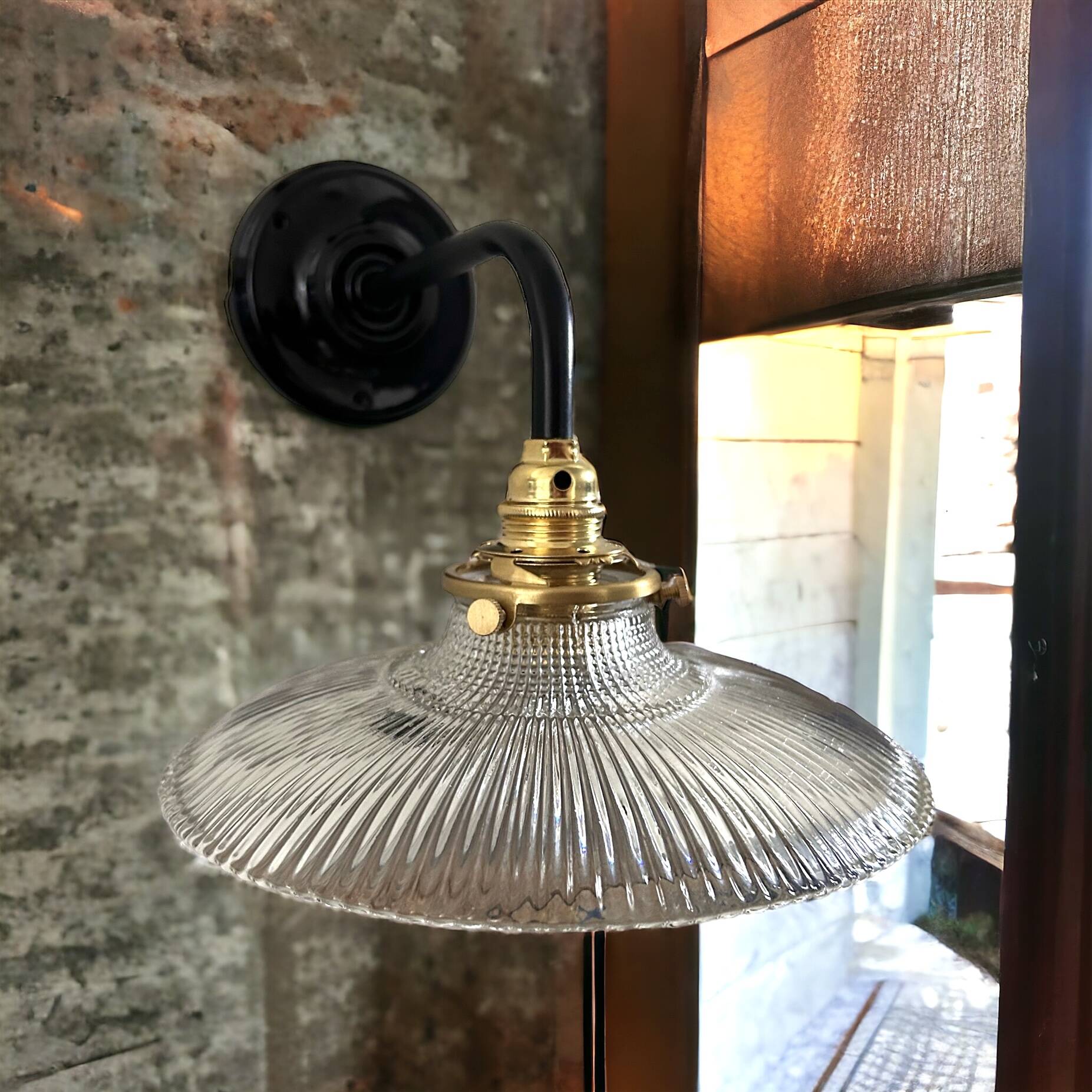 Holophane glass wall light