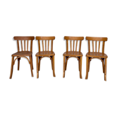 Série 4 chaises en bois troquet bistrot brasserie bohème vintage 1950