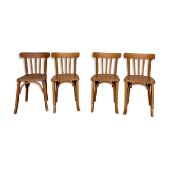 Series 4 wooden chairs barter bistro brasserie bohemian vintage 1950