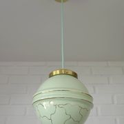 Suspension Art Déco Redesign Antique Vert Menthe Lampe Suspendue Années 1930