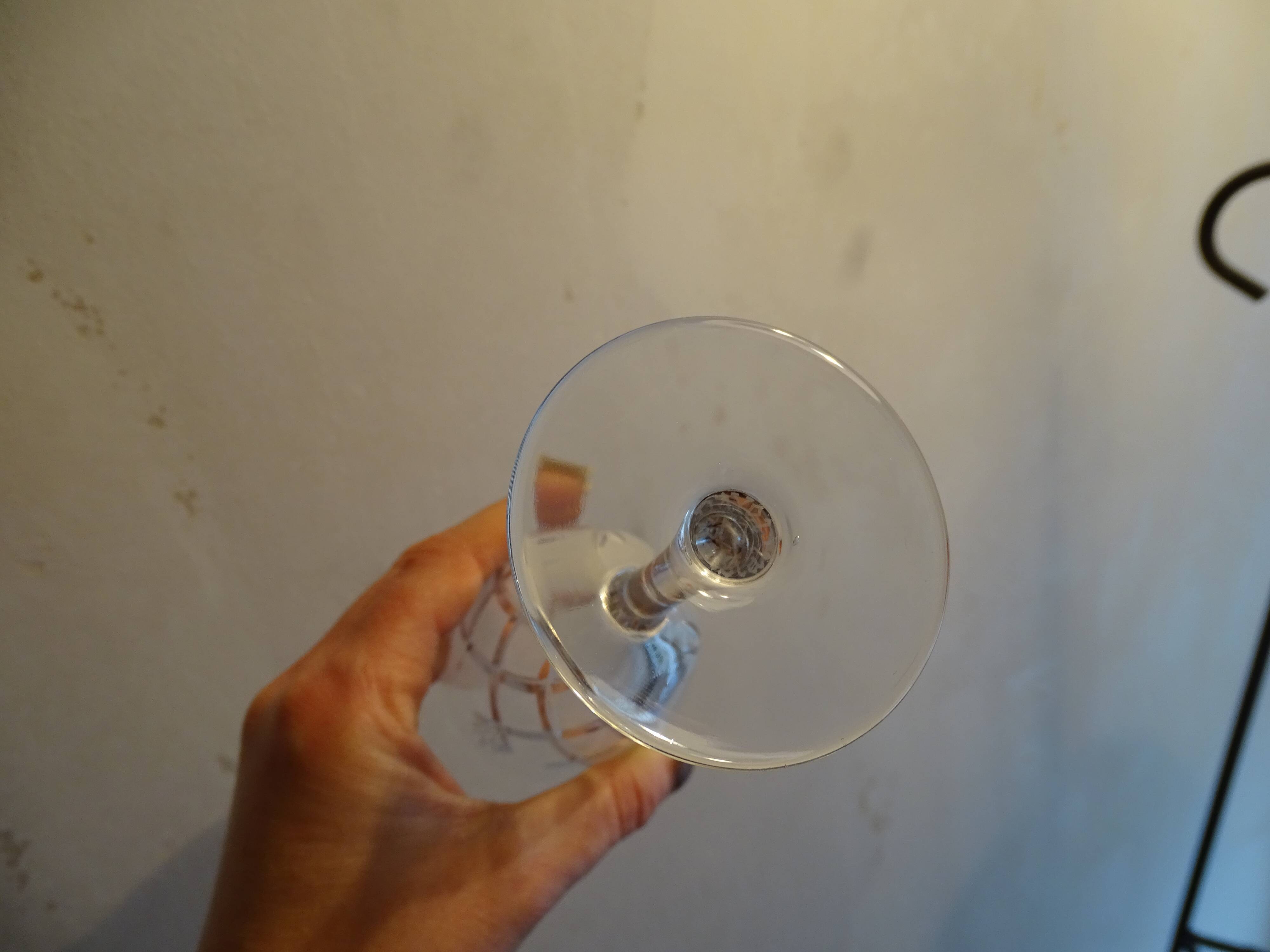 9 Bayel crystal champagne flutes signed, cut crystal.
