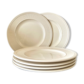 6 assiettes en faïence écru