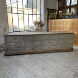 XXL walnut trade counter with multiple drawers