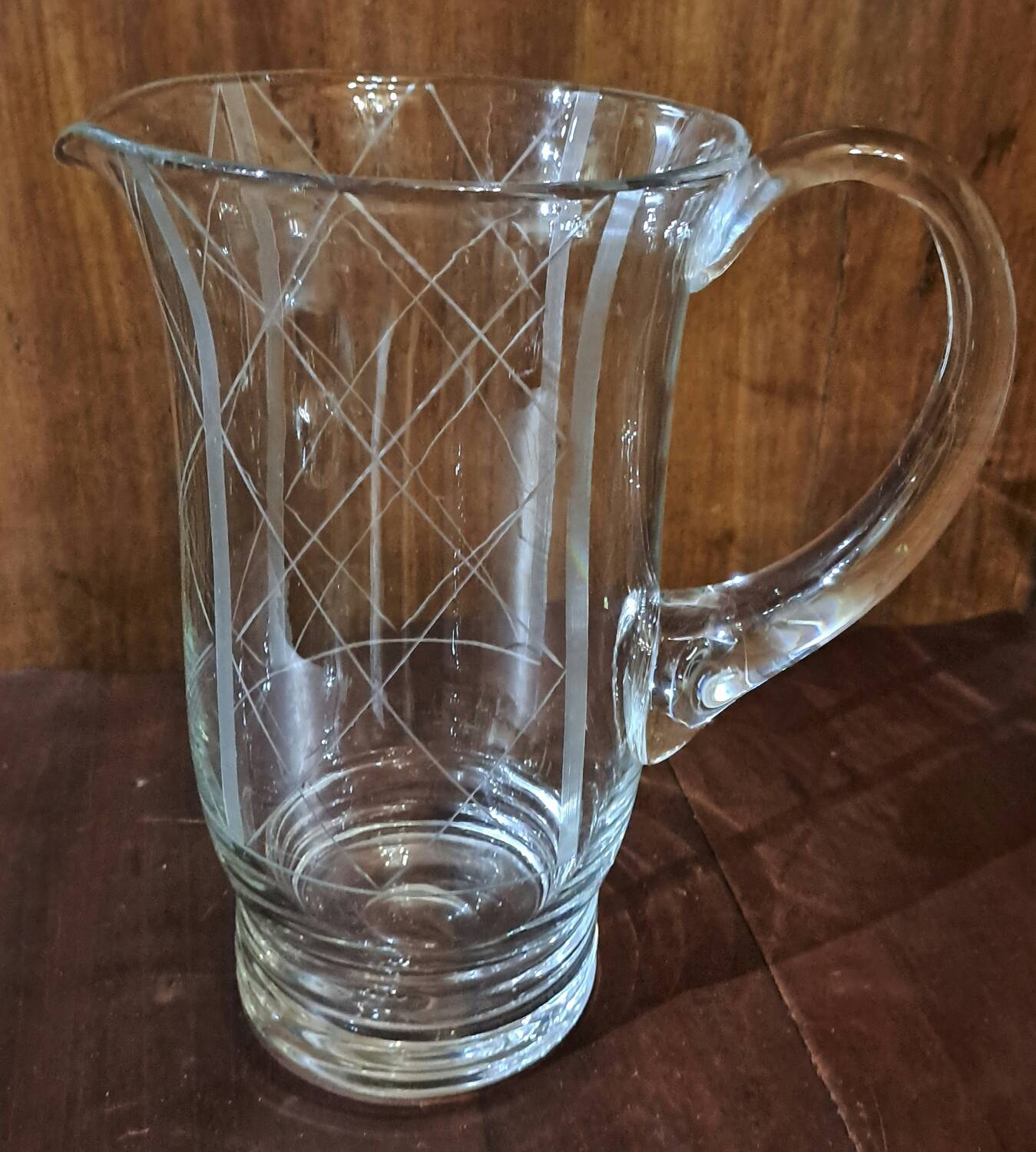 Cut glass pitcher grid 1950s
