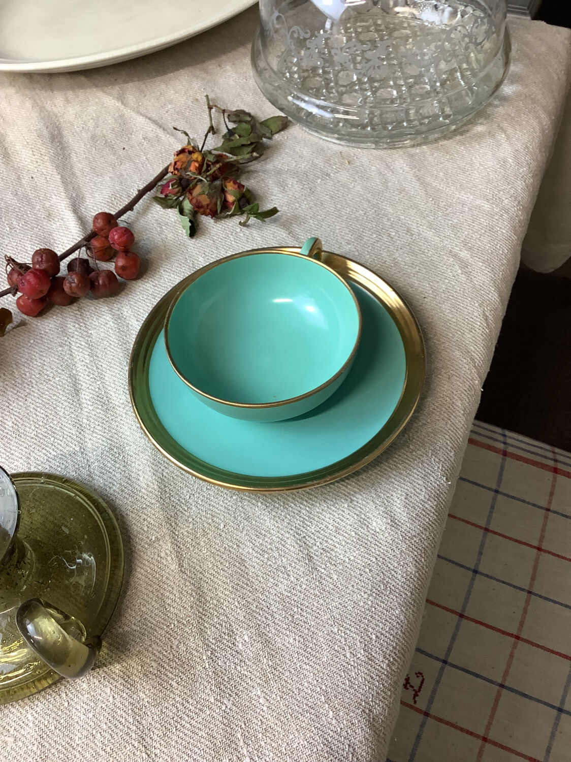 Set of 2 antique tea cups made in France