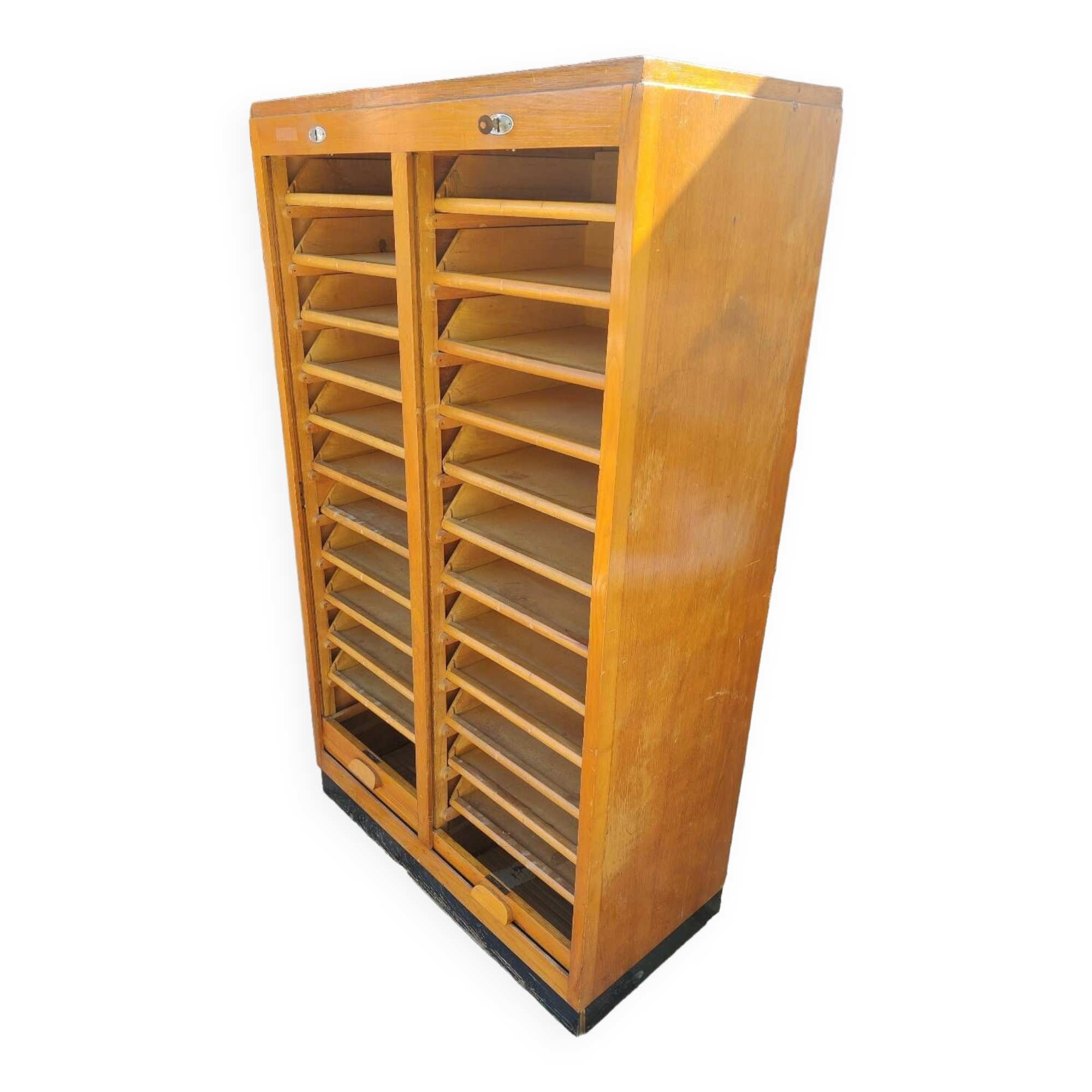 Double-panel wooden filing cabinet