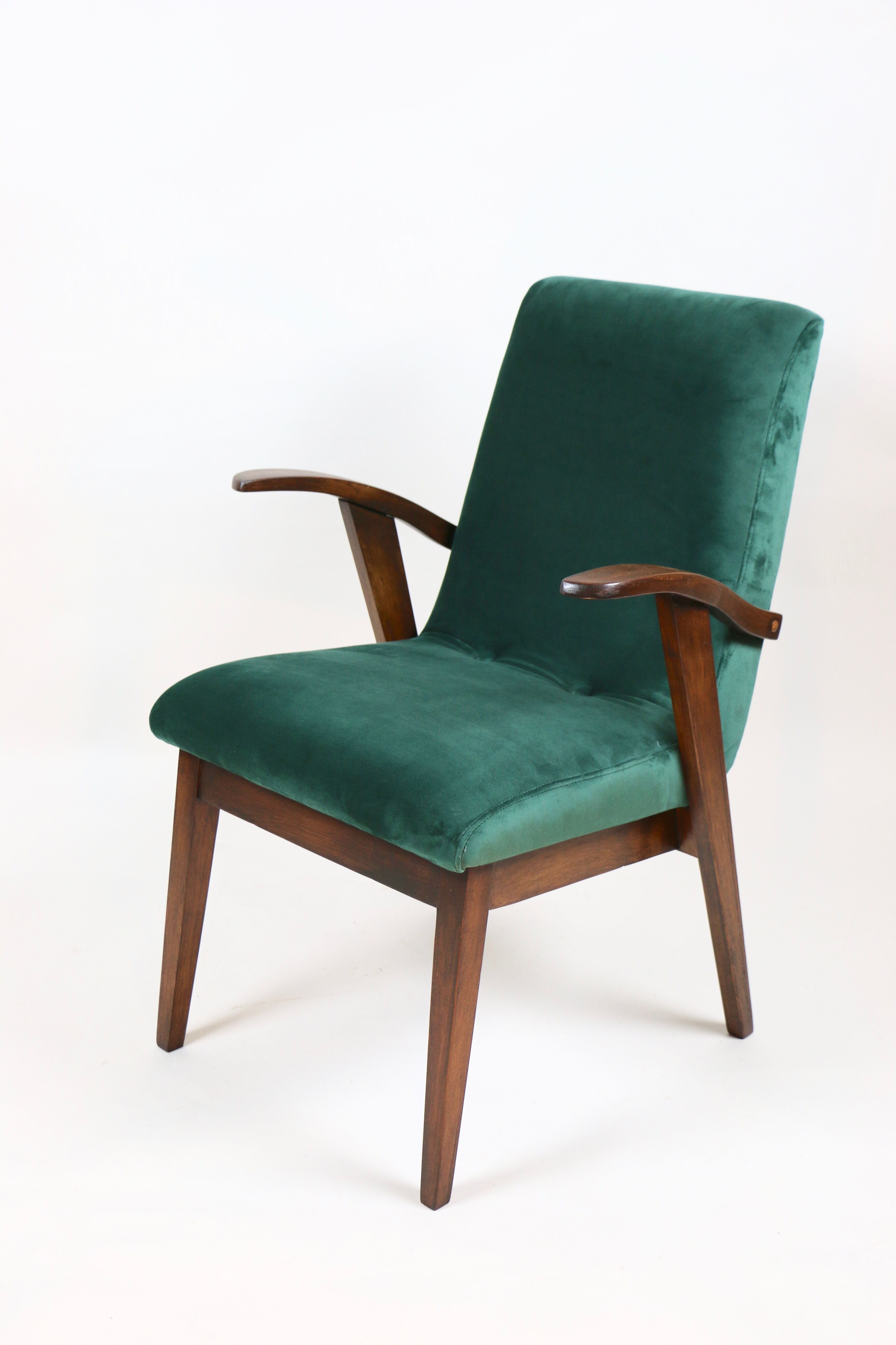 Fauteuil en velours vert d’années 1970