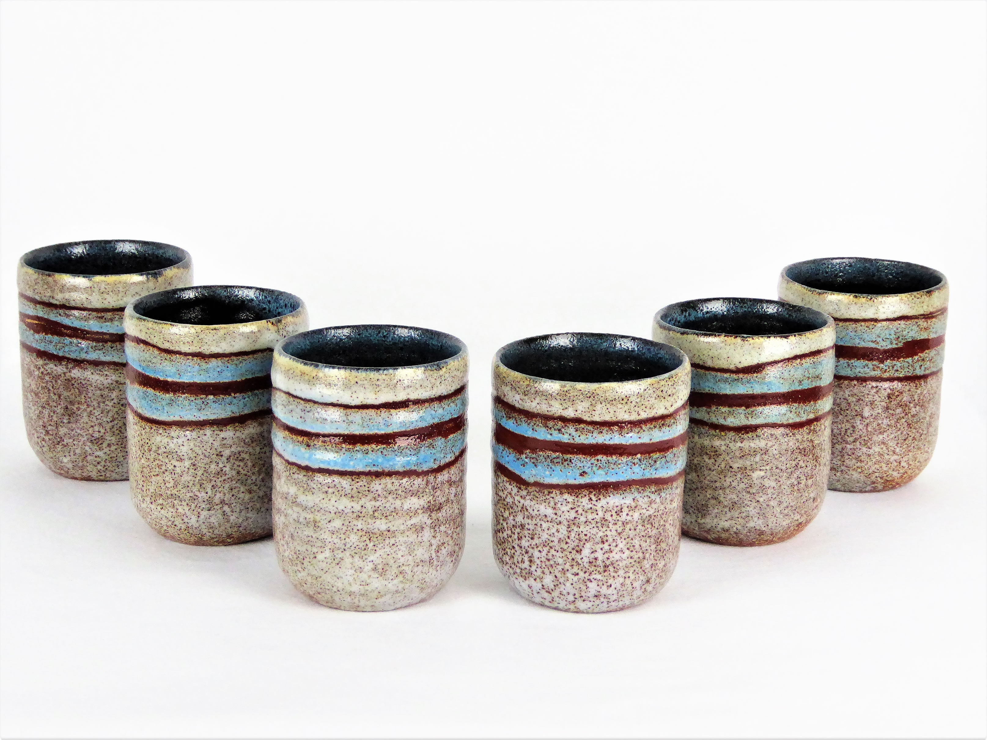 6 Accolay ceramic cups, 1950