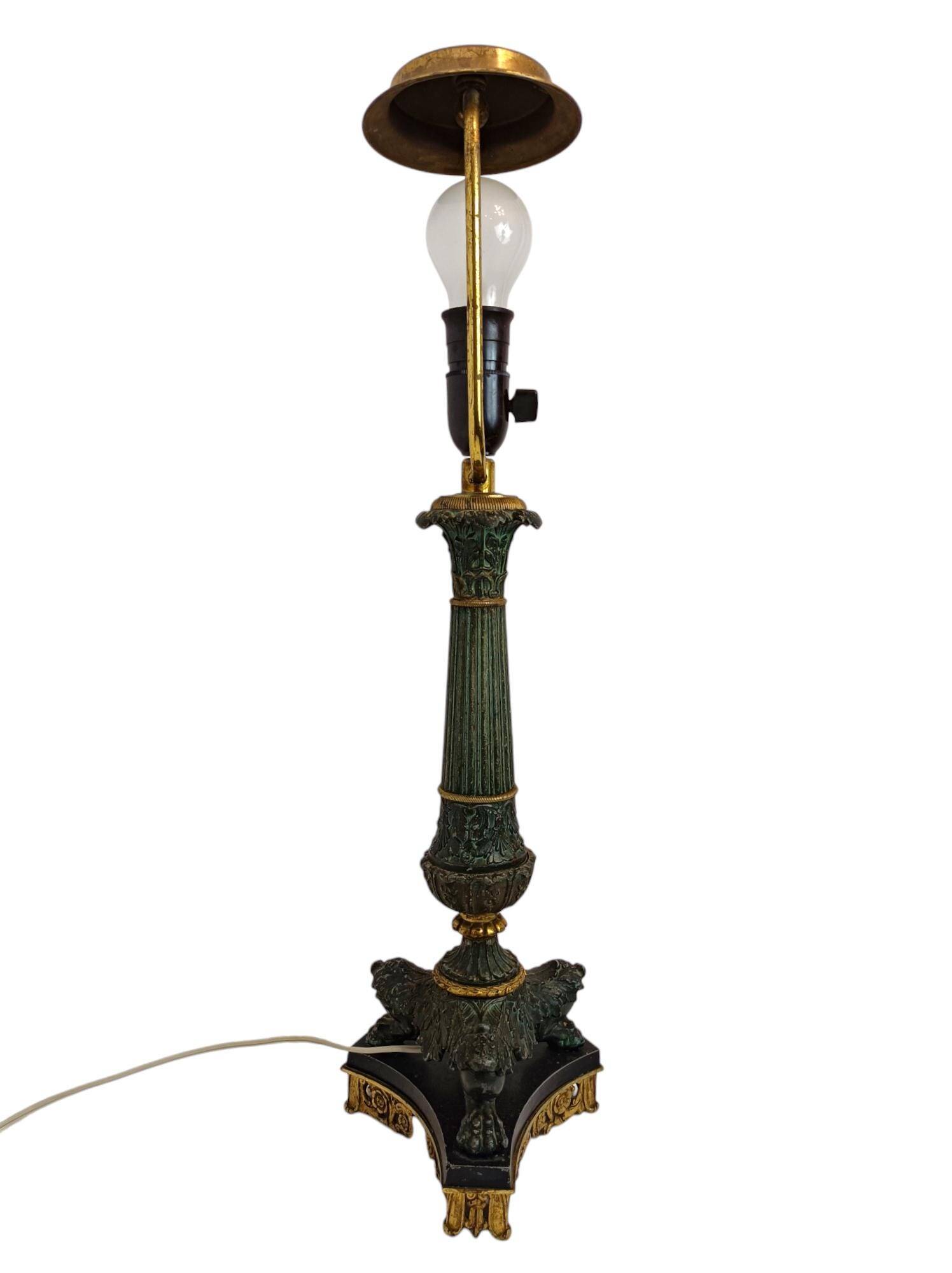 Lampe table française Second Empire, régule et laiton, XIXe
