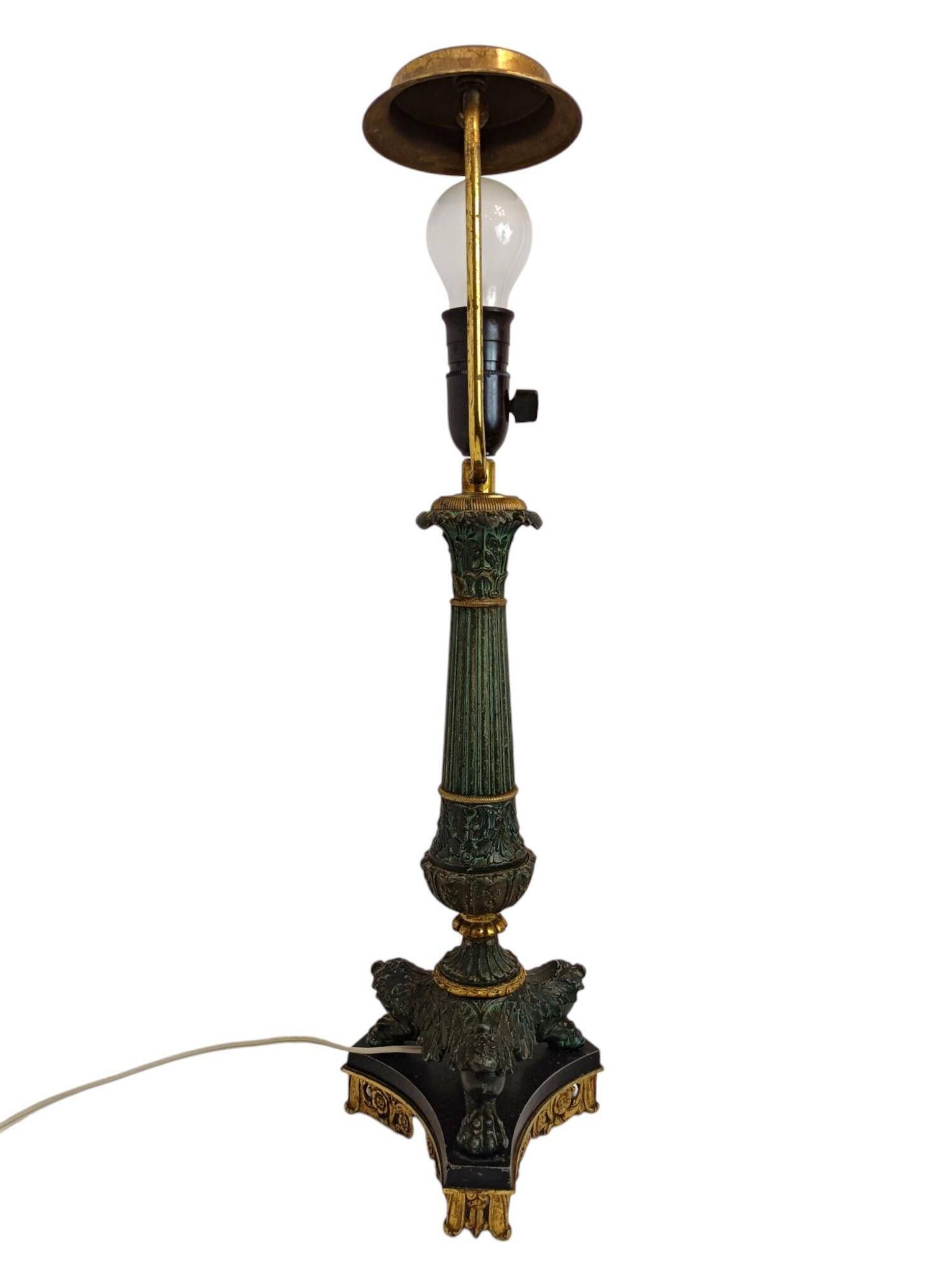 Lampe table française Second Empire, régule et laiton, XIXe